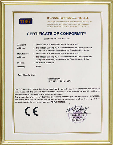 Çin Shenzhen Yizhuo Electronics Co., Ltd Sertifikalar